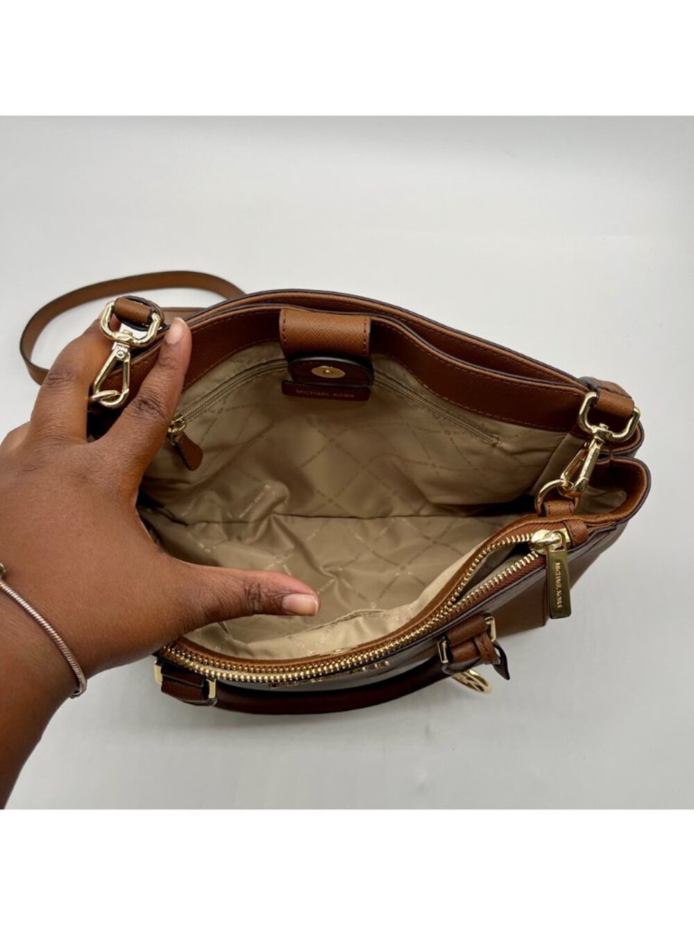 Michael Kors Brown Saffiano Leather Savannah Tote Bag - Picture 7 of 12